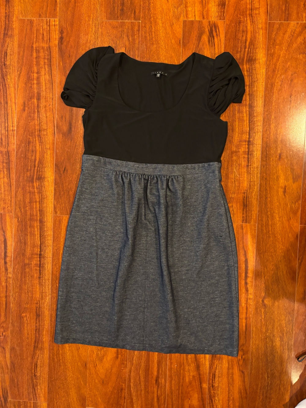 Tiana B. Black Top with Heather Gray Skirt Dress